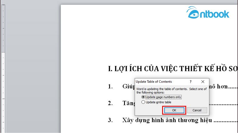 cách làm mục lục trong Word