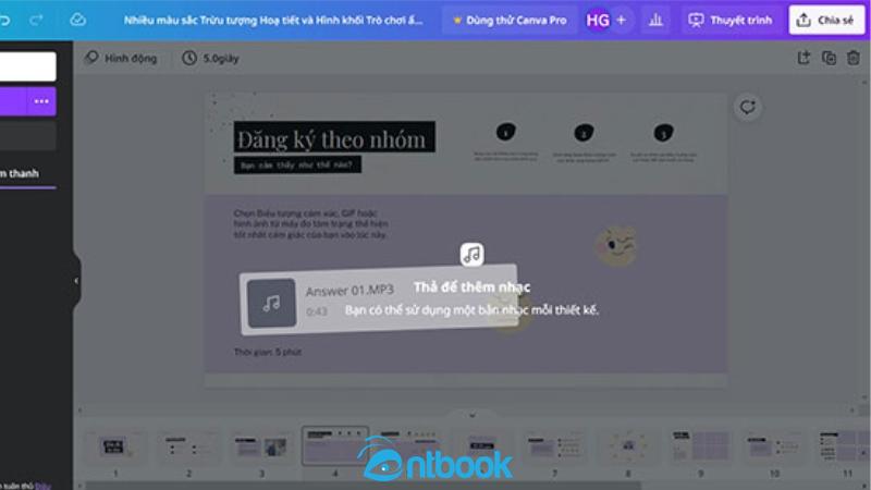 Cách lồng tiếng trên Canva