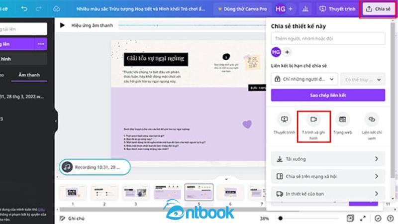 Cách lồng tiếng trên Canva