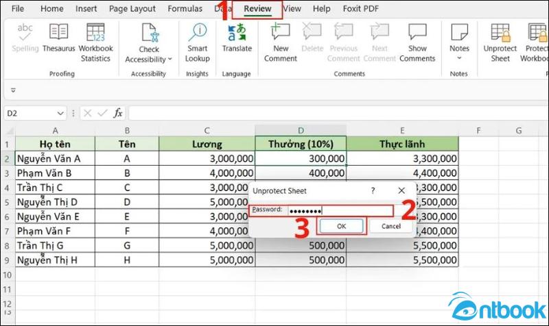 Cách ẩn công thức trong Excel