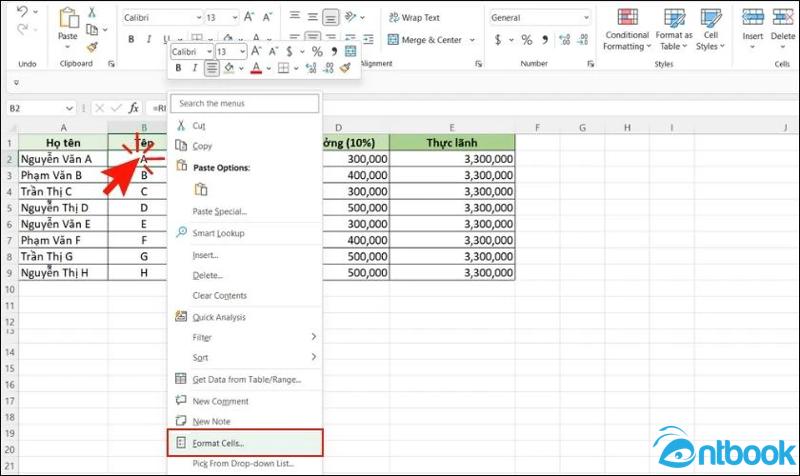 Cách ẩn công thức trong Excel