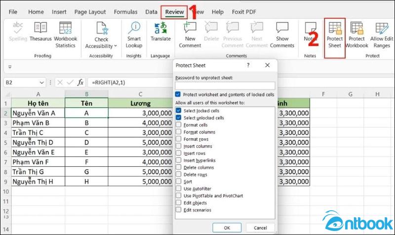 Cách ẩn công thức trong Excel