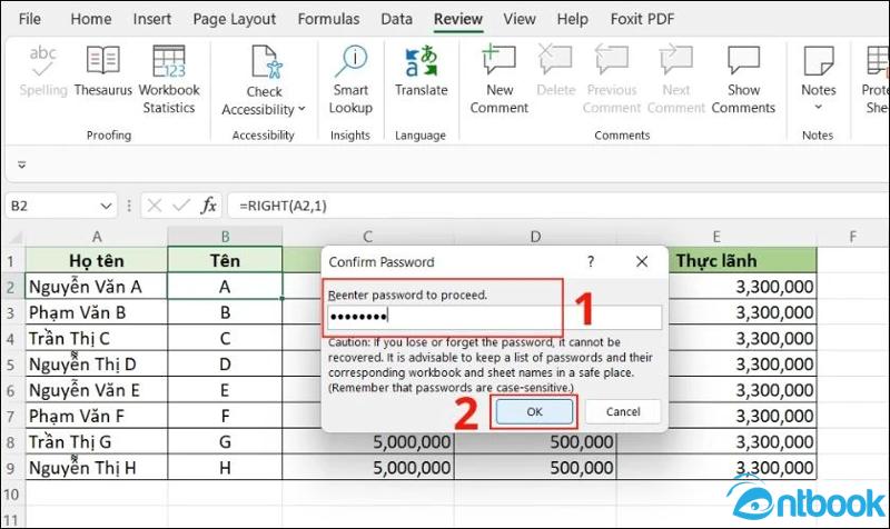 Cách ẩn công thức trong Excel