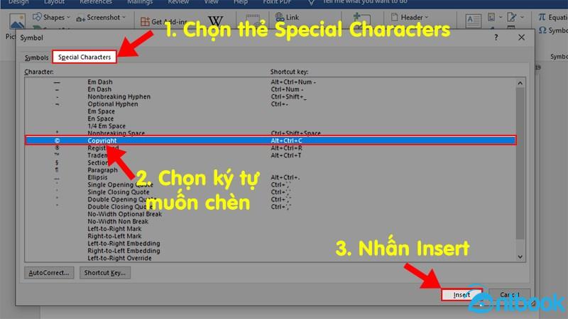 Cách chèn ký tự đặc biệt trong Word