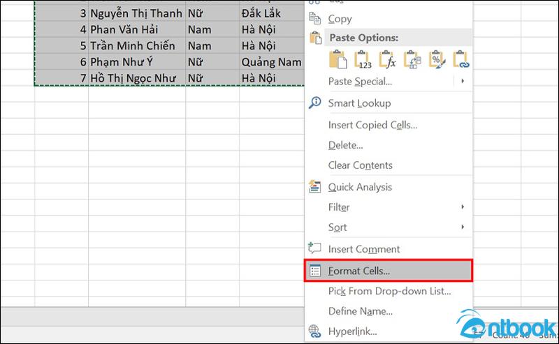 Cách tạo khung trong Excel