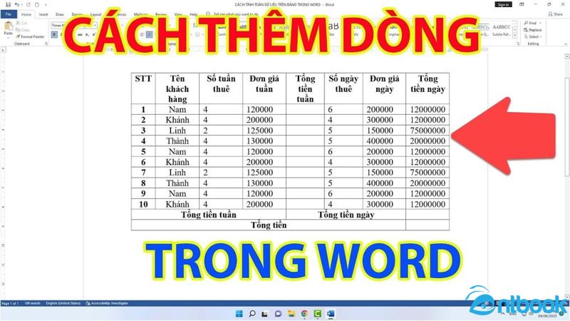Cách thêm hàng trong Word