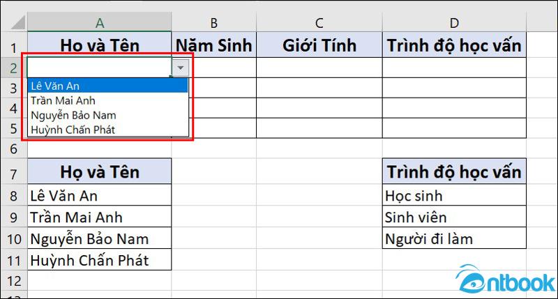 Data Validation trong Excel