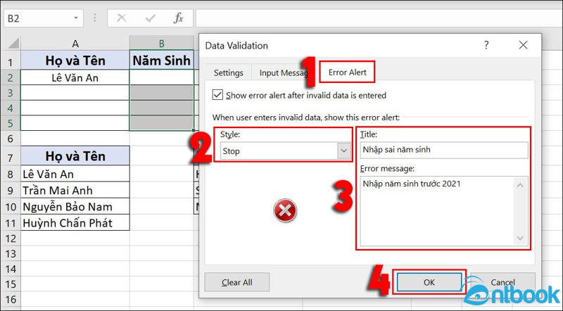 Data Validation trong Excel
