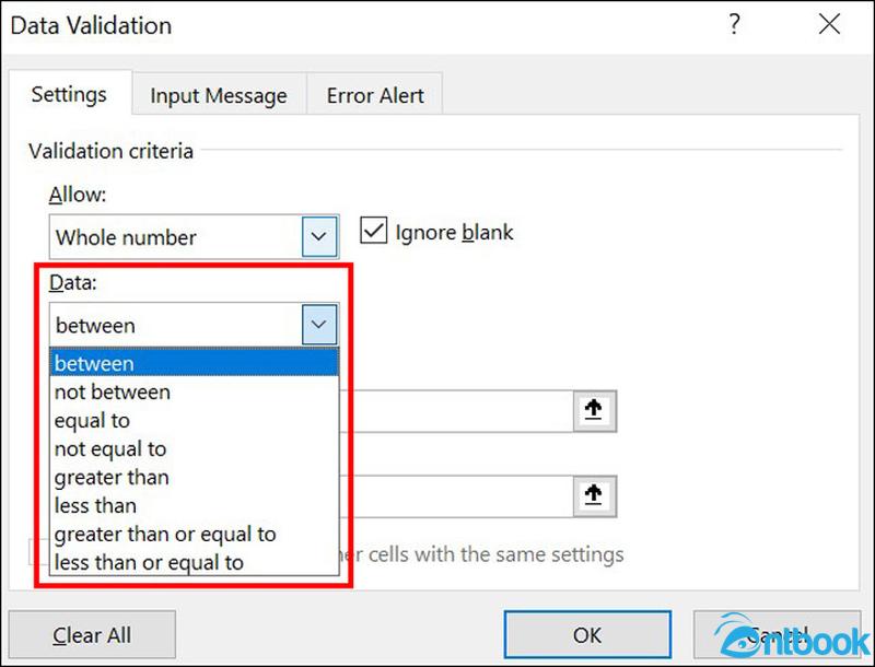 Data Validation trong Excel
