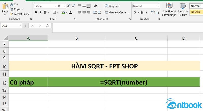 Hàm SQRT trong Excel