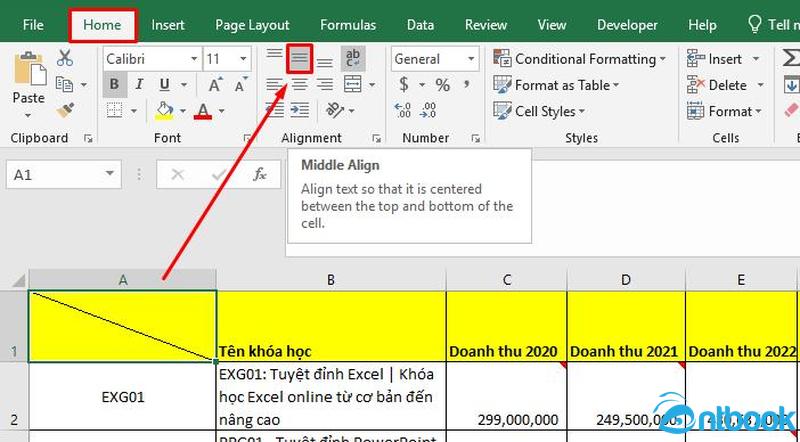 Cách chia ô trên Excel