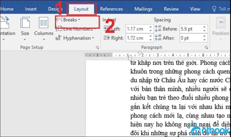 Cách ngắt trang trong Word