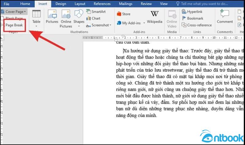 Cách ngắt trang trong Word