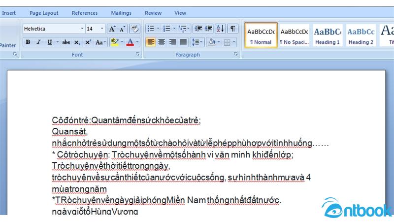 Lỗi dính chữ trong Word