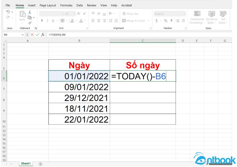 Tính số ngày trong Excel