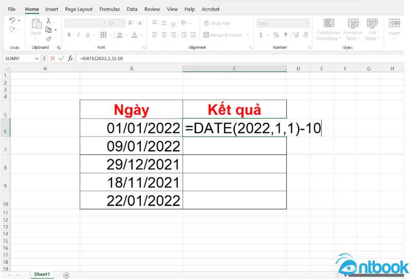 Tính số ngày trong Excel