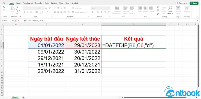 Tính số ngày trong Excel