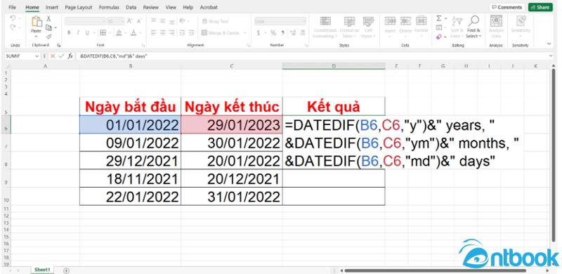 Tính số ngày trong Excel