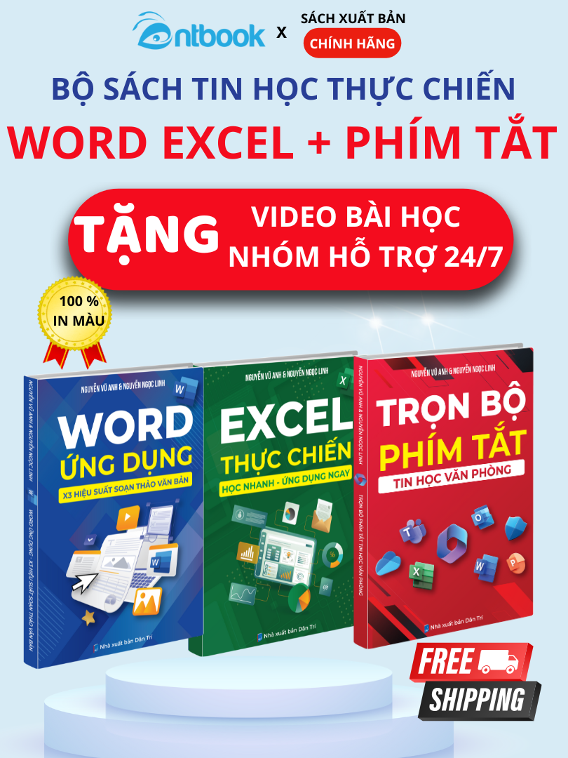 Bộ Sách Tin Học Word Excel Ứng Dụng [Tặng Kèm Phím Tắt]