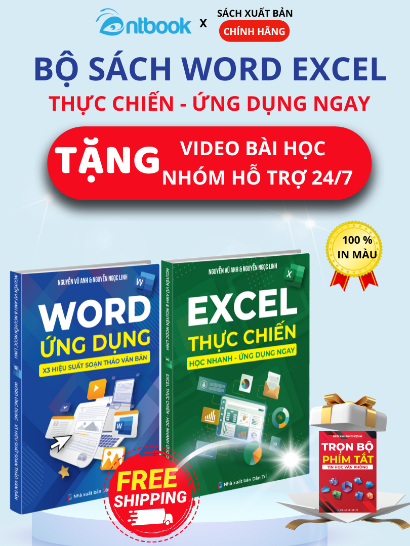 Bộ Sách Tin Học Word Excel Ứng Dụng [Tặng Kèm Phím Tắt]